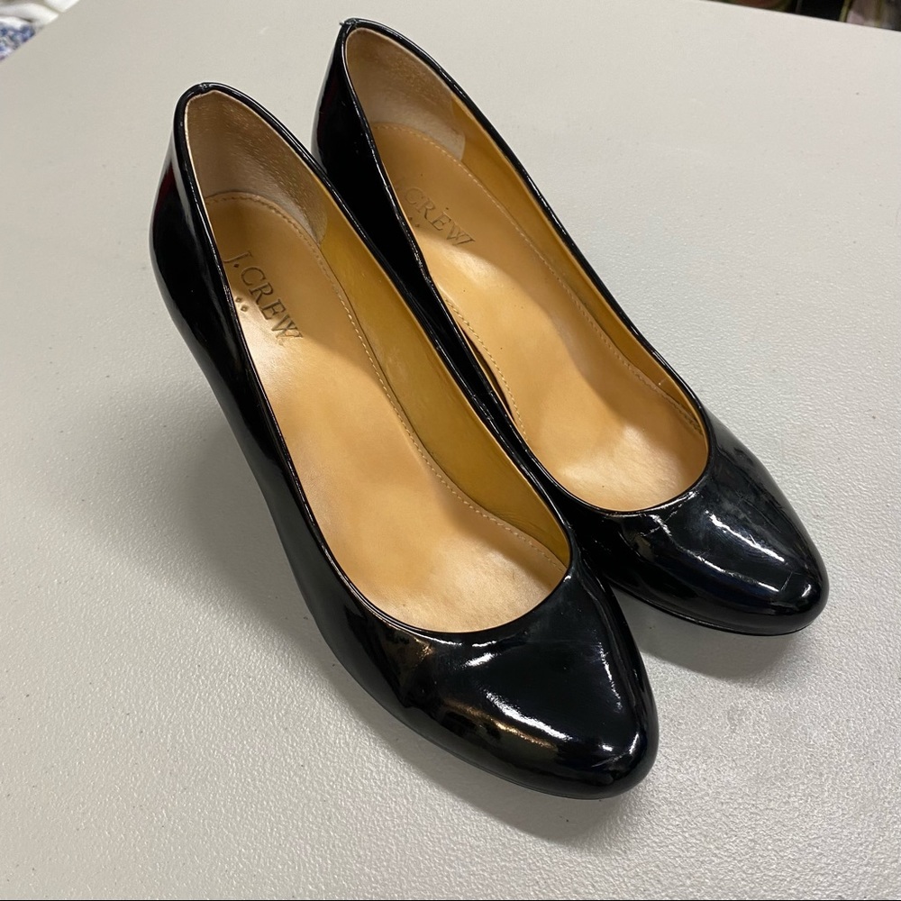 J Crew Factory Patent Leather Black Wedge Heel 7.5 - Picture 6 of 7